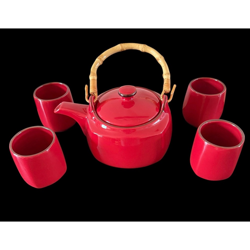 Southern Living at HOME Cinnabar Harmony Stoneware's Set 5pc Bamboo Handle